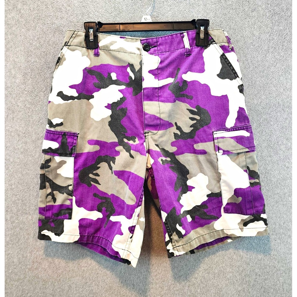 Rothco Men's Purple Gray Camo Cargo Shorts Canvas Flat Front M Regular 31-35"